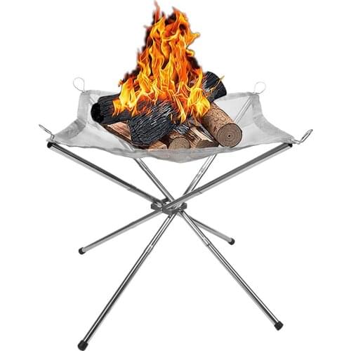 Campfire Bracket Folding Barbecue Fire Stand Stainless Steel Outdoor Camping Burning Support Holder 2021 new dropshipping
