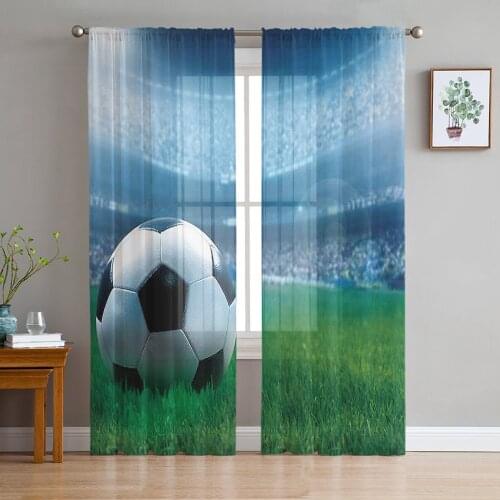 Football Sports Stadium Soccer Tulle Curtains For Living Room Bedroom Transparent Tulle Curtains Window Drapes Sheer Curtain
