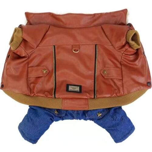 New Arrival Brown Fashion Handsome Pet Dogs Winter Coat Punk Style Dogs Clothing Warm Coat For Puppy Jumpsuit