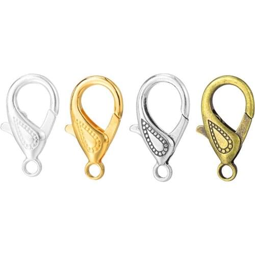 10pcs 17*30mm Antique Silver Bronze Gold Plated Lobster Clasps Hooks for Bracelets Necklace Connector Jewelry Fittings