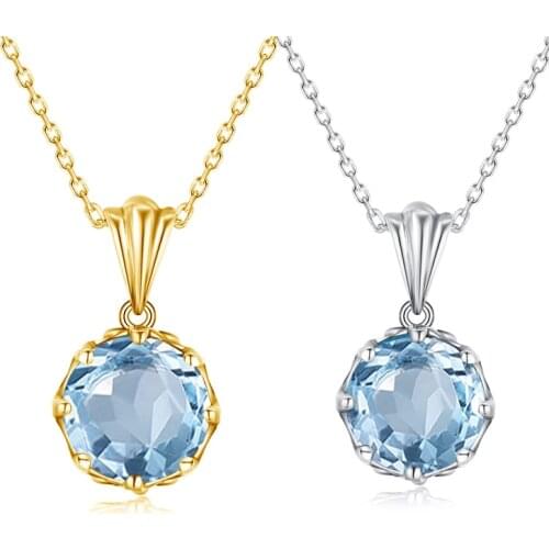 100% Real 925 Sterling Silver Pendant Natural Gemstone Aquamarine Pendants Silver 925 Jewelry For Women Accessories Luxury Brand