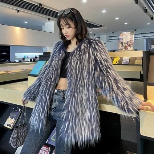 Fox fur coat womens new 2020 autumn and winter medium long imitation Raccoon Fur Real Fur mink coat
