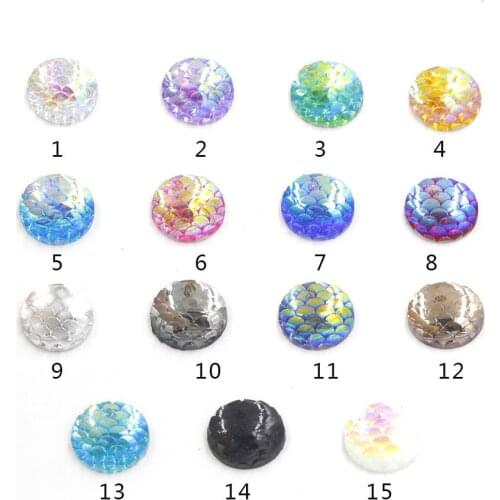50pcs/lot Mixed AB Colors Mermaid Fish Scales 6-10mm Flatback Resin Embellishment Cabochons Cameo Fit DIY Jewelry Making Craft