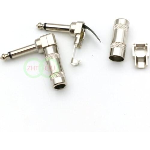 1000PCS 1/4" TS RIGHT ANGLE MONO PHONE PLUG CONNECTOR 6.3MM JACK ADAPTER New