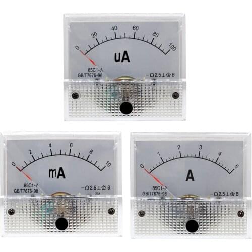 85C1 Ammeter dc Analog Current Meter Panel Mechanical Pointer Type 1/5/10/20/30/50/100/200/300/500mA A