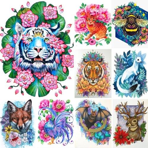 5D DIY Diamond Painting Animals Flowers Tiger Cat Cross Stitch Kit Full Drill Embroidery Mosaic Art Picture of Rhinestones Decor