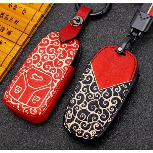 Car Genuine Leather Key Case Holder For Audi A3 A5 A6 A4 RS SLINE Q3 Q5 Q7 2016 2017 2018 2019 Accessorie