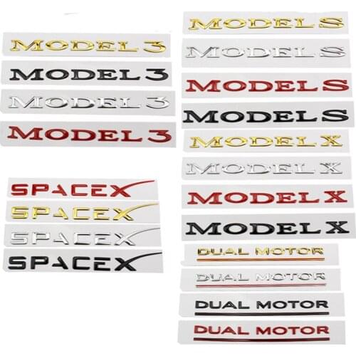Car Styling Tesla Trunk ABS Logo Model 3 S X DUAL MOTOR SPACEX Letter Tail Label Modification Sticker