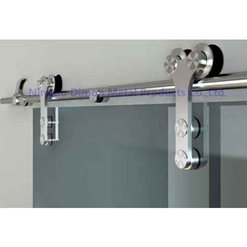 Dimon Hot Sell America Style Stainless Steel 304 Satin Glass Sliding Barn Door Hardware DM-SDG 7008 Without Bar