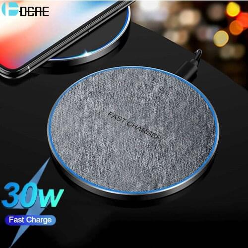 30W Qi Wireless Charger for iPhone 12 Mini 11 Pro XS Max XR X 8 Type C USB Induction Fast Charging Pad for Samsung Xiaomi Huawei