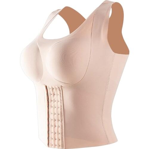 Women Reducing Girdle Posture Corrector Bra Seamless Underwear Slimming Belly Sheath Cross Back Tank Tops Body Fitness Vest
