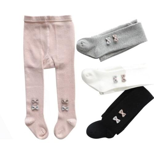 Lovely Bow Children baby Girls Tights Autumn spring kids Pantyhose Tights Tiny Combed cotton princess Stockings