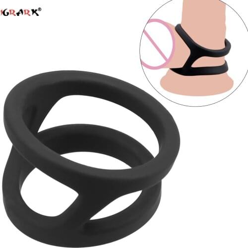 Dual Silicone Penis Ring Sex Toys for Men Male Masturbator Cock Delay Ejaculation Erotic Tool Adult Products Shop
