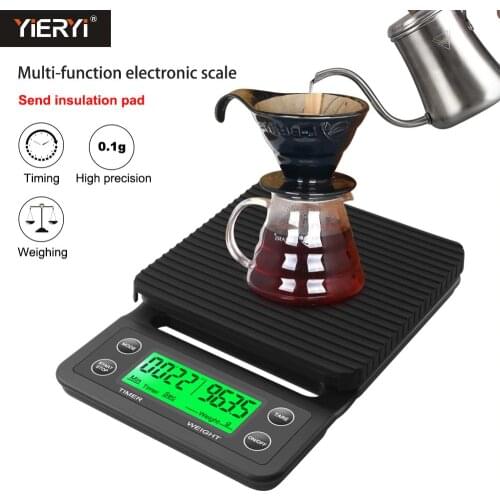 Yieryi 3kg/0.1g 5kg/0.1g Coffee Scale With Timer Portable Electronic Digital Kitchen Scale High Precision LCD Electronic Scales