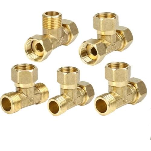 1/2" copper fittings 3-way internal and external threads movable joints