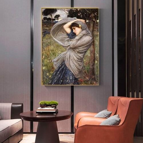 Holover Canvas Oil Painting Aesthetic Home Decoration William Waterhouse"Boreas"Romanticism Mythology Wall Art Poster