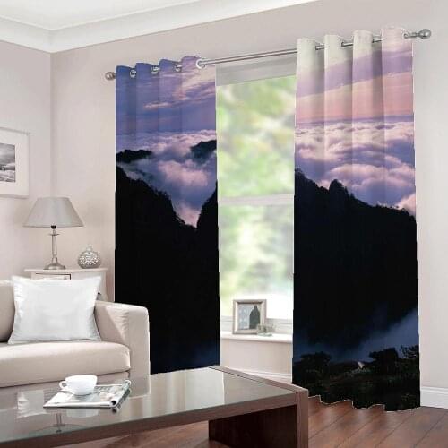 Custom Any Size Nordic minimalist smoke landscape forest Curtains living room bedroom Bedroom Blackout Drapes For Living room