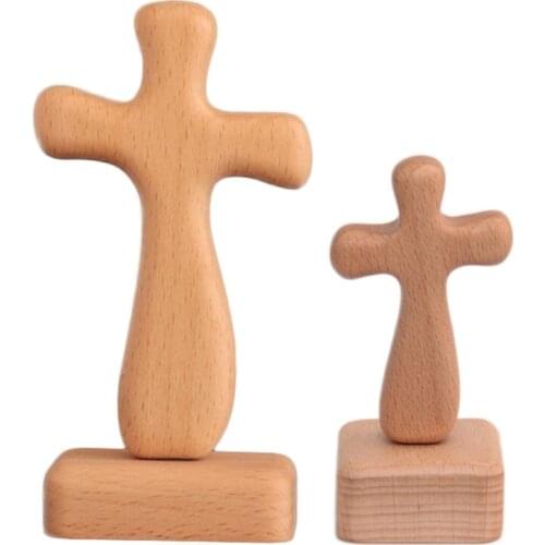 Solid Wooden Christian Cross Decoration Religious Church Ornament for Car Chapel