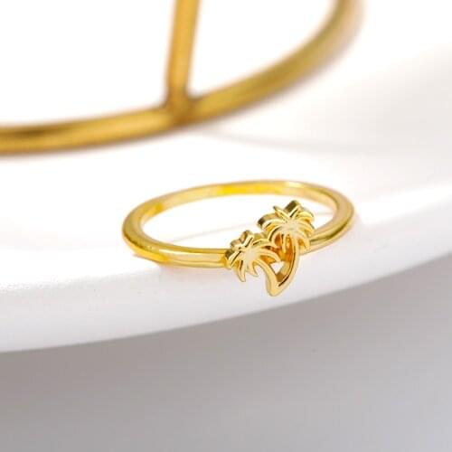 Summer Hawaiian Jewelry 2021 New Fashion Coconut Tree Rings Vintage Rings For Women Simple Boho Ring Jewelry Best friend Gifts
