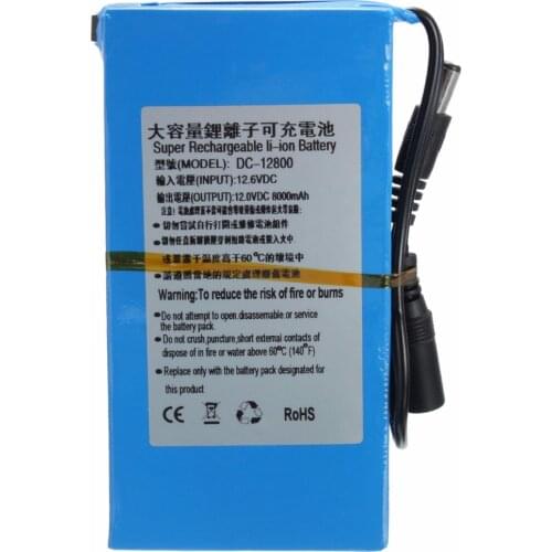GTF 8000mAh Lithium Ion High Capacity Rechargeable Battery AC Power Charger EU/US Plugs Rechargeable Battery For CCTV Camera
