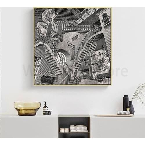 Maurits Cornelis Escher Master of Illusion Build Abnormality, Posters and Prints Canvas Art Painting Wall Picture for Home Decor