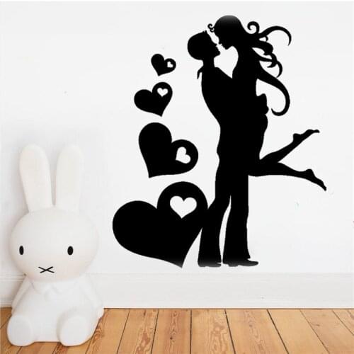 Sweet couple Wall Sticker for girl rooms decoration Vinyl Lovers kiss Wall Sticker Bedroom Livingroom home Decal decor HY619