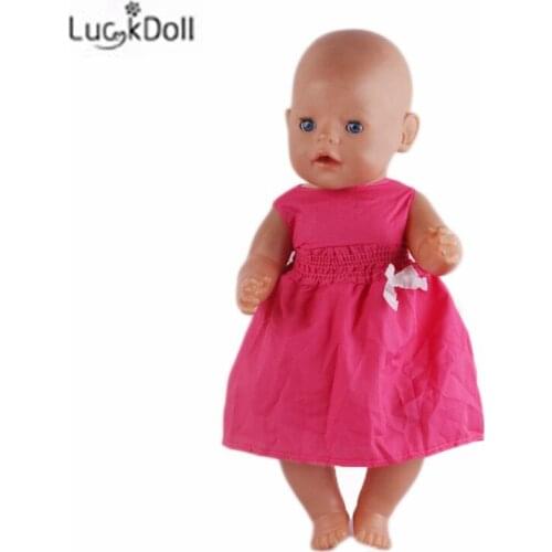 LUCKDOLL Fashion Summer New Dress Fit 18Inch American 43cm Baby Doll Clothes Accessories,Girls Toys,Generation,Birthday Gift