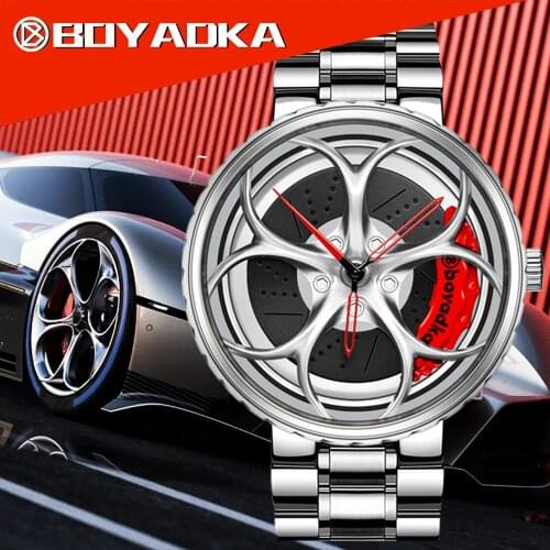 2021 Men Car Wheel Watch Fashion Waterproof Sport Watch Mens Quartz Mesh With Rim Hub Watch Auto Quartz Men Quartz Watch