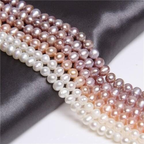 Natural Freshwater Pearls Wholesale AA 100% 4-5mm Near Round Oval Pearl Beads for Jewelry Necklace Making DIY Craft 14" strand