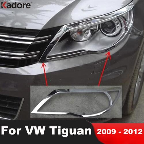 For VW For Volkswagen Tiguan 2009 2010 2011 High Quality ABS Chrome Front Headlight Lamp Cover Decoration Trim Accessories
