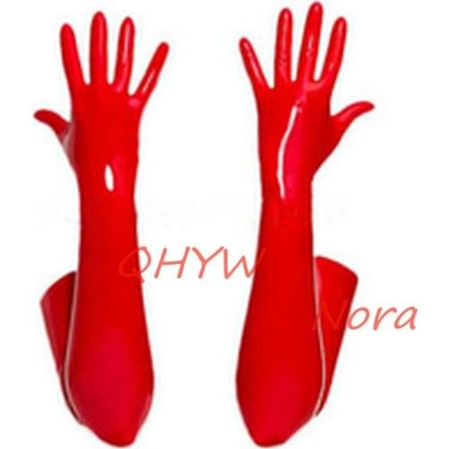 Sexy women men unisex latex exotic lingerie five fingers long gloves club cekc zentai fetish