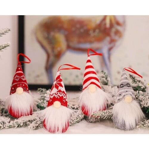 Christmas Cute Santa Claus Plush Doll Pendant Xmas Tree Hanging Decoration New Year Party Decorative Ornaments Decor Supplies