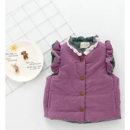 Baby Girls Down Vests Purple Coat Winter Little Kids Sleeveless Waistcoat Puffer Jackets Thick Warm Children Outerwear 1-3 Y Old