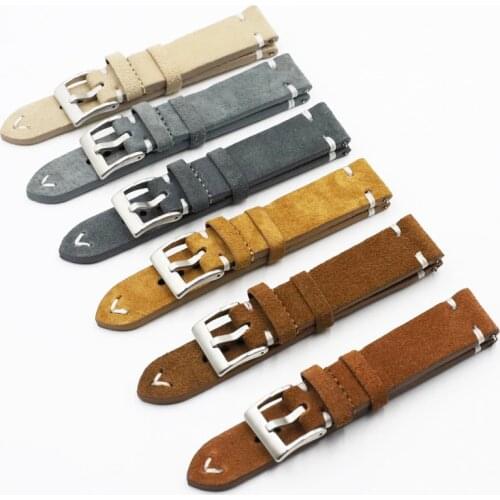 Onthelavel Quality Suede Leather Velour Gray Watch Strap 18 20 22mm Replacement Band Watch Accessories Stainless Steel Buckle #E