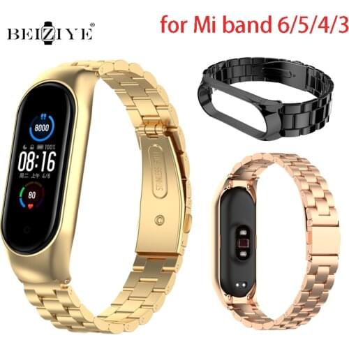 Stainless Steel Wrist Strap For Xiaomi Mi Band 6 5 4 metal Strap Bracelet Replacement for MiBand 6 Wristbands miband Watch Strap