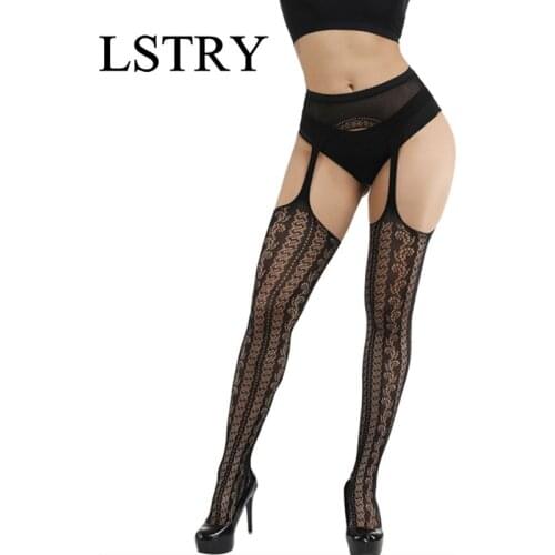 Sexy Suspenders Stockings Women Floral Lace Sexy Stockings Temptation Erotic Lace Bowknot Top Thigh High Pantyhose Lingerie