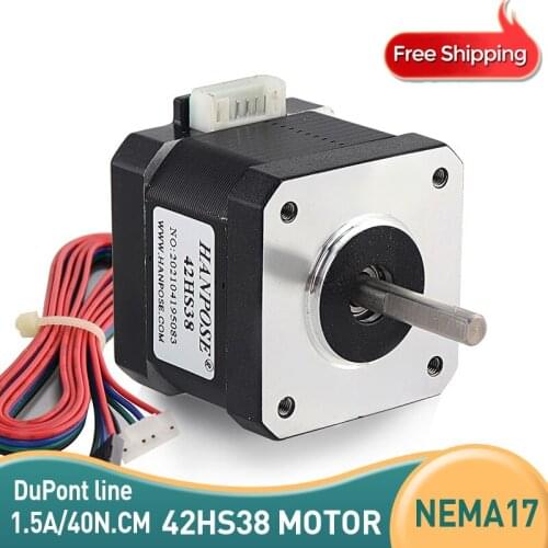 5pcs Nema17 Stepper Motor 42 motor 38MM 4-lead 42HS38 42BYGH 1.5A with DuPont line for 3D printer and CNC Free shipping