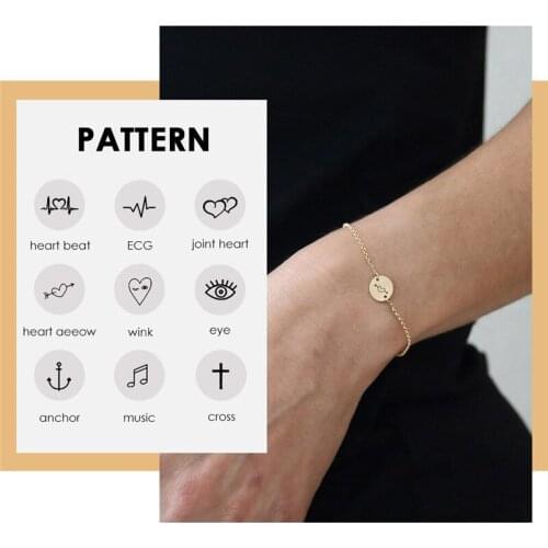 Visunion Romantic Style Bracelet Rose Gold Silver Color Stainless Steel Custom Cross Heart Pattern Bracelet for Women Gift