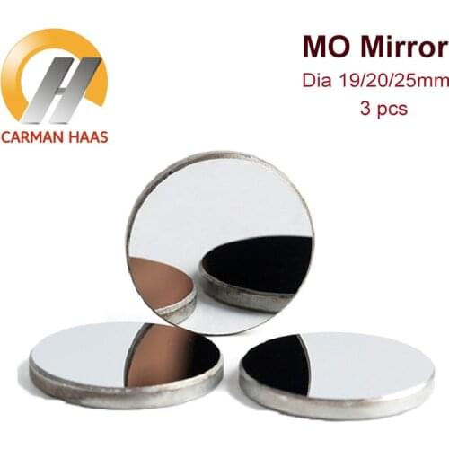 Carmanhaas 3Pcs Mo Mirror Reflective Mirror Diameter 19 20 25 30 38.1mm Thickness 3mm for CO2 Laser Cutting Engraving Machine