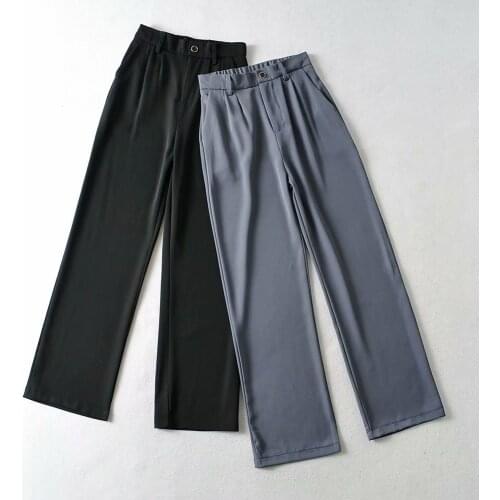 Spring/summer 2021 New Womens High Waist Straight Vertical Loose Casual Trousers DLZK478