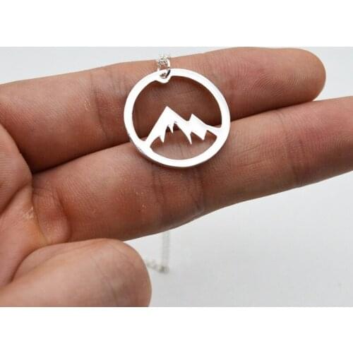 Tiny Mountain Necklace, Wanderlust Pendant Necklaces, The Mountains Are Calling, Simple Charm Mountain Jewelry Gifts for Her