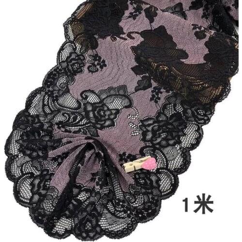 1 Meter 22cm Width Elastic Lace Sewing Ribbon Purple Lace Trim or Fabric Warp Knitting DIY Garment Accessories Free Shipping