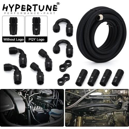 10AN AN10 Oil Fuel Fittings Hose End 0+45+90+180 Degree Oil Adaptor Kit AN10 Braided Oil Fuel Hose Line 5M Black With Clamps