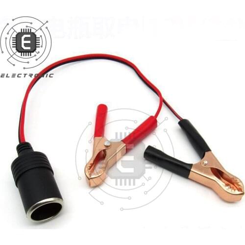 12V Power Car Battery Clips Female Car Cigarette Lighter Power Socket to Battery Clip-On Crocodile Clip for Digital Device