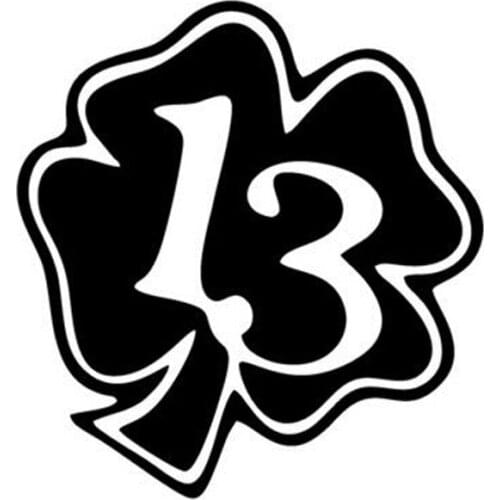 13*12CM Lucky 13 Fun Personalized Car Stickers Motorcycle Decals Car Accessories Black/Silver C1-0073