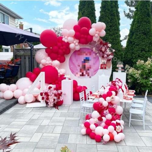 161pcs/Set Macaron Baby Pink Latex Red Balloons Garland Arch Kit Global Birthday Wedding Valentines Day Anniversary Party Decor