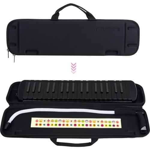 32-Key Melodica Professional Musical Instrument Kids Gift Wind Instrument With Flexible Tube Removable Mouthpiece Carry Bag