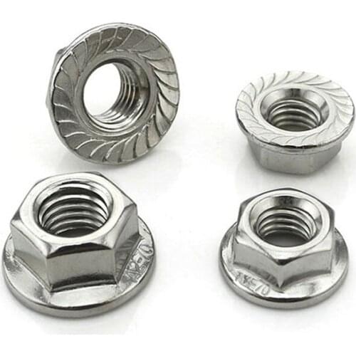 50pcs/lot DIN6923 Stainless steel hex flange nuts M3 M4 M5 M6
