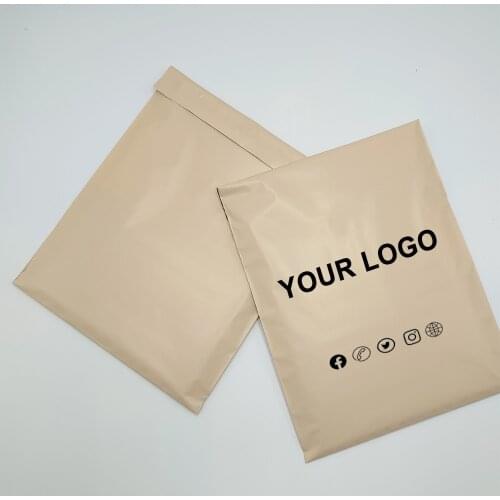 50pcs/lot Apricot&Beige Plastic Express Envelope Storage Bags White Color Mailing Bags Self Adhesive Poly Mailer Packaging Bags