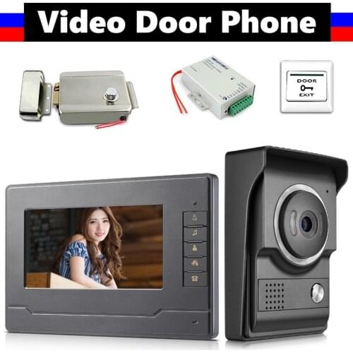 7 inch video door phone system video intercom doorbell doorphones kit 1 LCD Monitor+1 IR Night Nision Camera for home villa